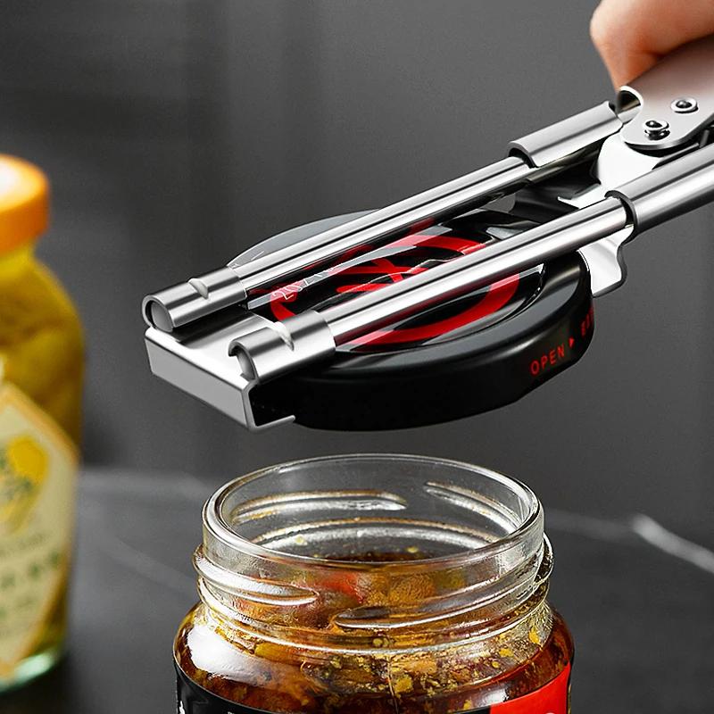 Adjustable Jar Opener Can Opener Stainless Steel Non-Slip Bottle Lid Opener Manual Jar Bottle Bottle Lid  Kitchen Gadget