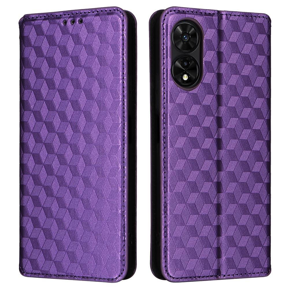 For TCL 505 T509K/T5094 Case Rhombus Pattern Leather Stand Folio Flip Phone Cover