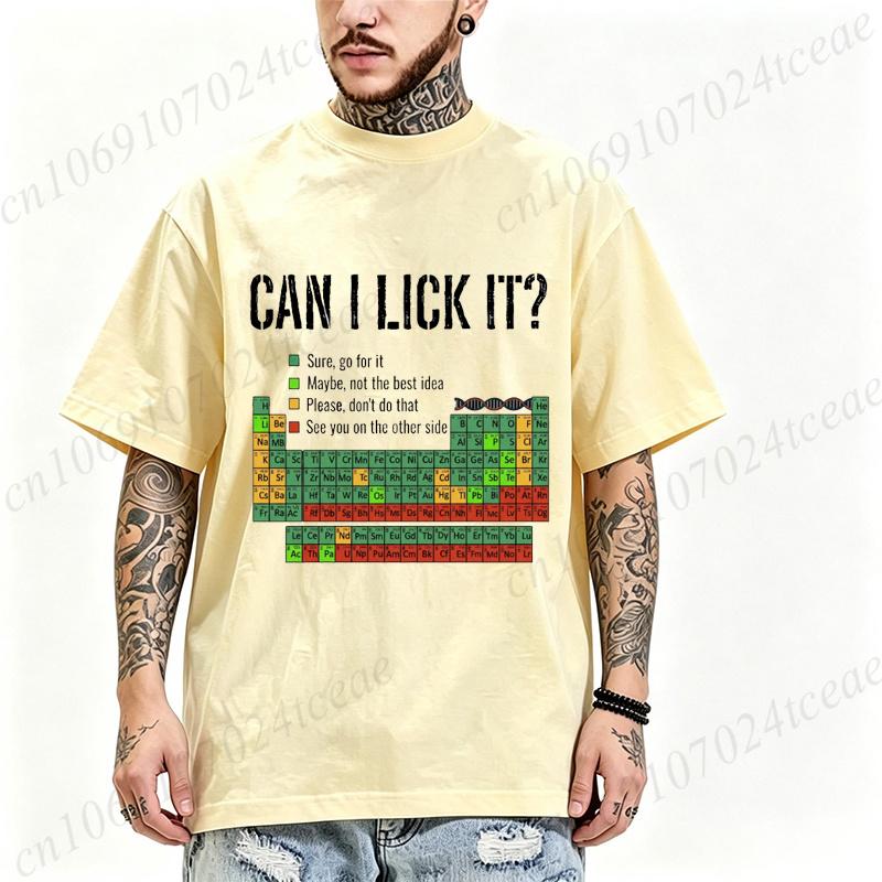 Can I Lick It Graphic T Shirt Unisex Oversized Loose Short Sleeve Tees Periodic Table Print Tshirts Fashion Casual Chemistry Tees