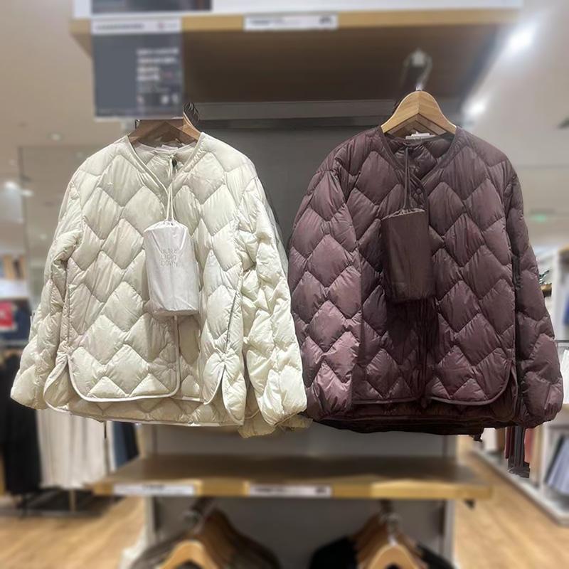 

Женская легкая пуховая куртка с V-образным вырезом - Повседневное короткое пальто на осень/зиму M 85-100 Jin чёрный