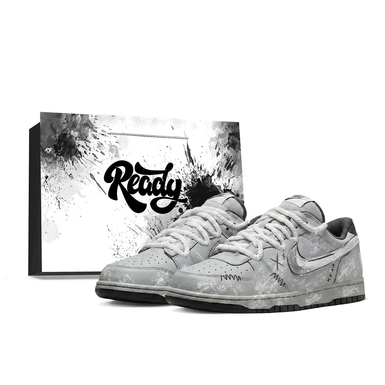 

Nike Big Low top Skateboard Shoes Men s Gray White Black 355152-017(Team1938-) 45