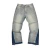 American Streetwear Splashed Ink Patchwork Baggy Jeans Men Women Clothing Tie Dye Trendy Pants Straight Slim Micro-flard Pants