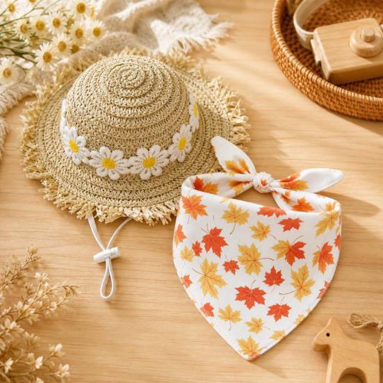 huaqianguhh 1 Set Autumn Porch Goose Outfit, Straw Hat And Maple Leaf Scarf, Fall Season Costume for 23 Inch Statue Outdoor Yard Lawn Garden Decor