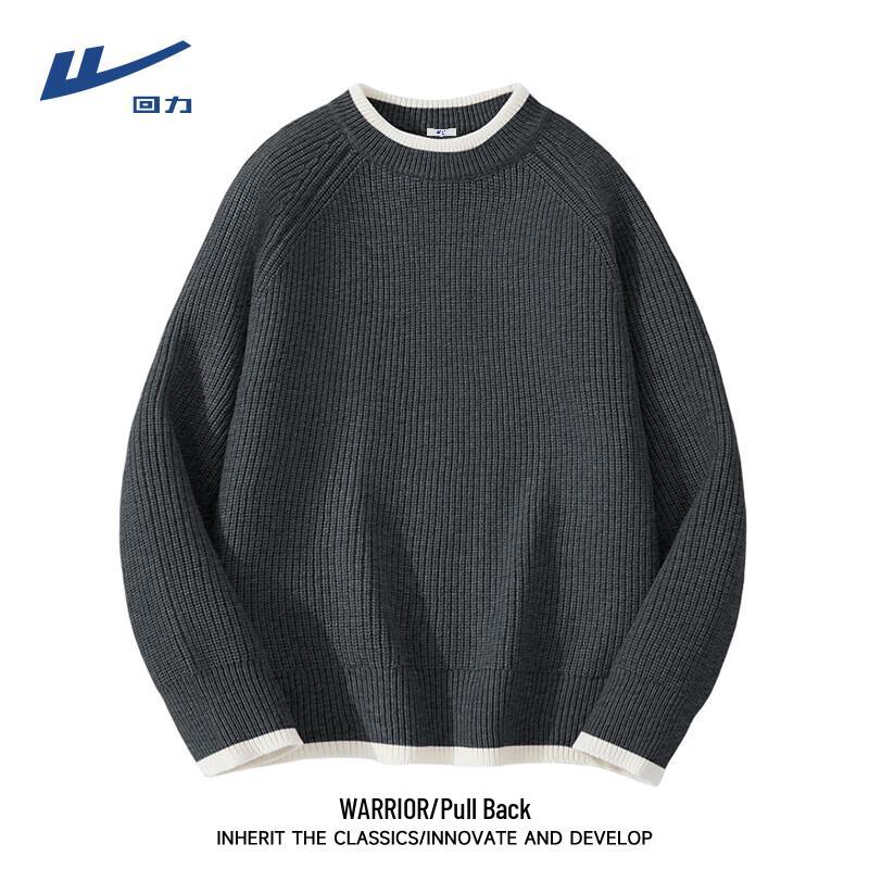 Warrior Men s Solid Color Round Neck Knit Sweater L