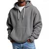 European Heavyweight Waffle Long Sleeve Hooded Sweatshirt - Men's Loose Fit, Pure Color, Casual Style