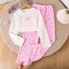 Completo da Bambina Autunnale: Top con Slogan e Fiocco e Pantaloni Lunghi a Righe