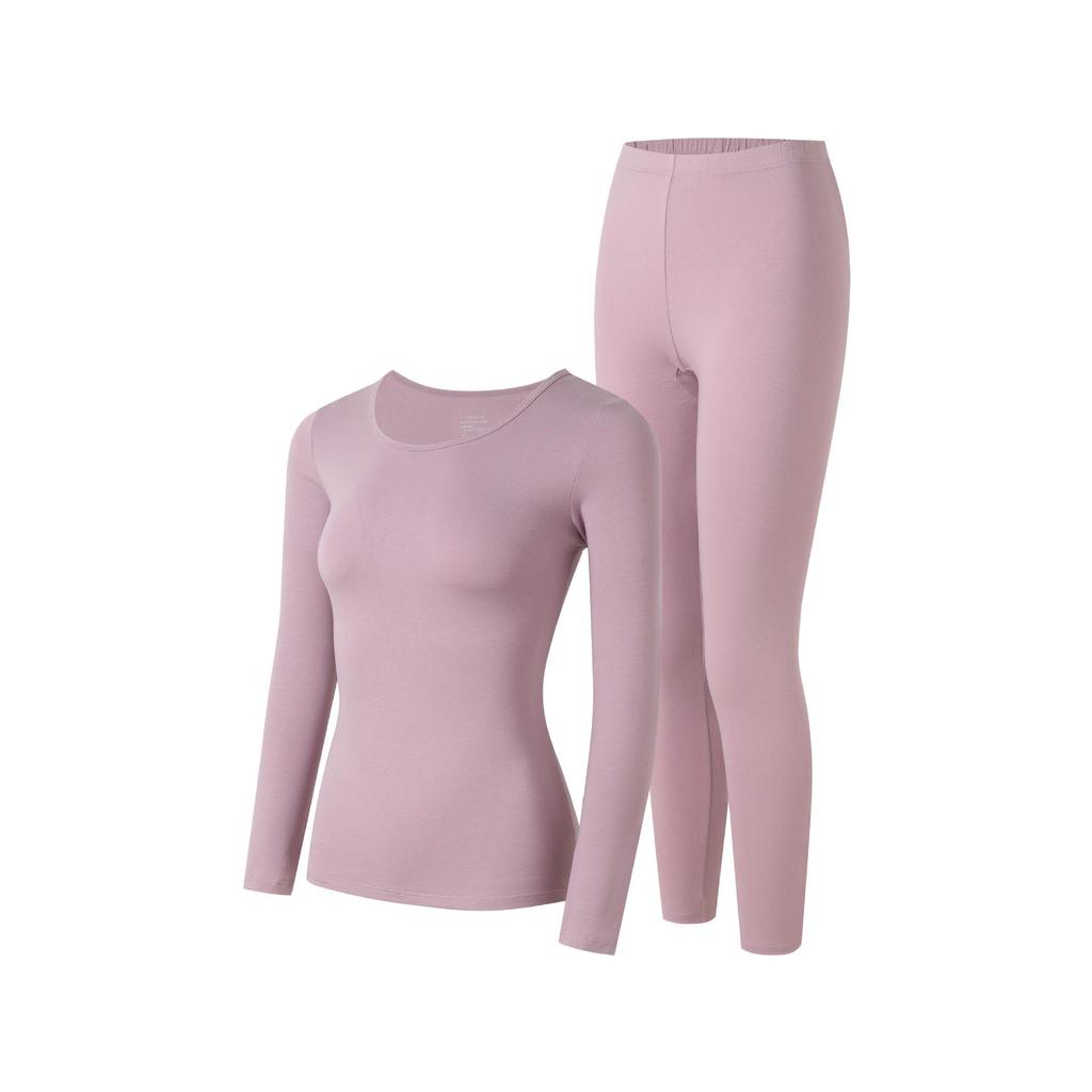 Unisex Winter Cotton Thin Underwear Set: Crew Neck Top & Pants
