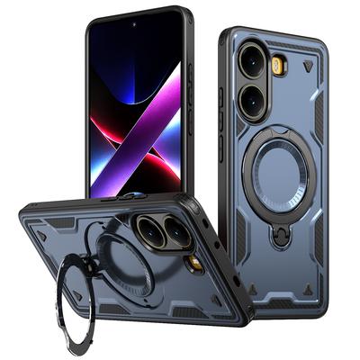 For Xiaomi Poco X7 Pro 5G Redmi Turbo 4 Case Armor Shockproof 360° Rotating Magnetic Metal Stand TPU Frame Plastic Phone Cover