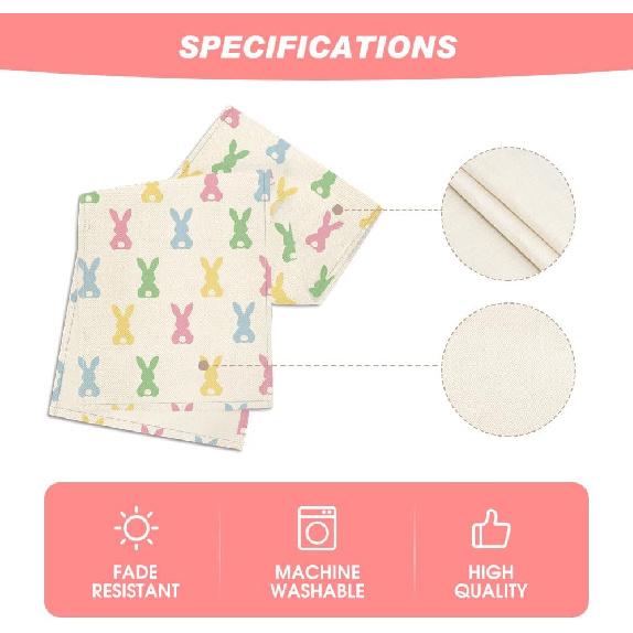 Artoid Mode Green Pink Bunny Rabbit Easter Table Runner, Spring Kitchen Dining Table Decoration for Home Party Decor 13x90 Inch