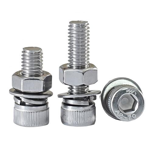 Stainless Steel Hex Socket Head Bolts, M5, Fully Threaded, Threaded Bolts, Nuts, Flat Lock Washers Kit (M5x25mm, 20-Pack)