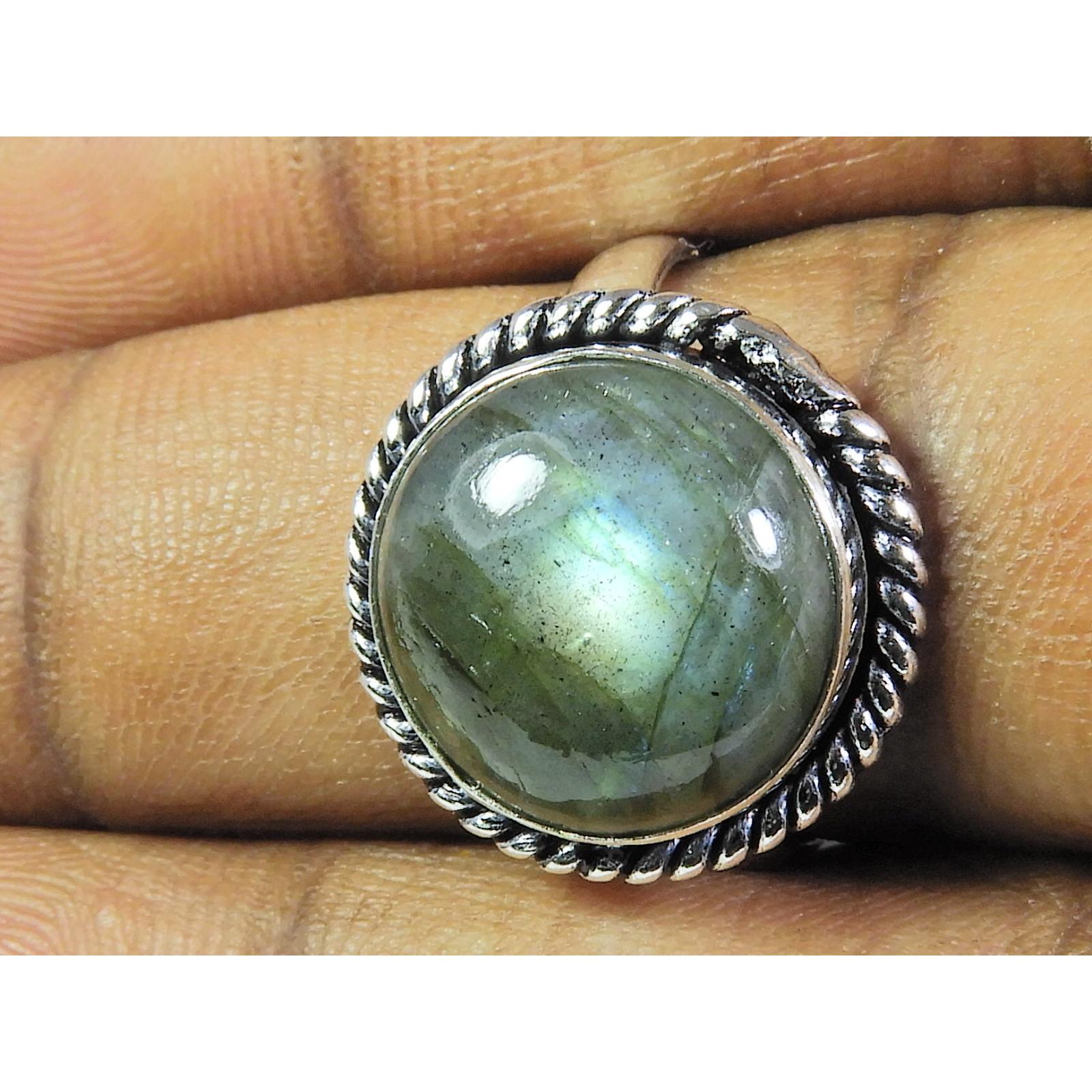 

Natural Blue Labradorite Gemstone 925 Solid Sterling Silver Ring Size US-9 PG-205