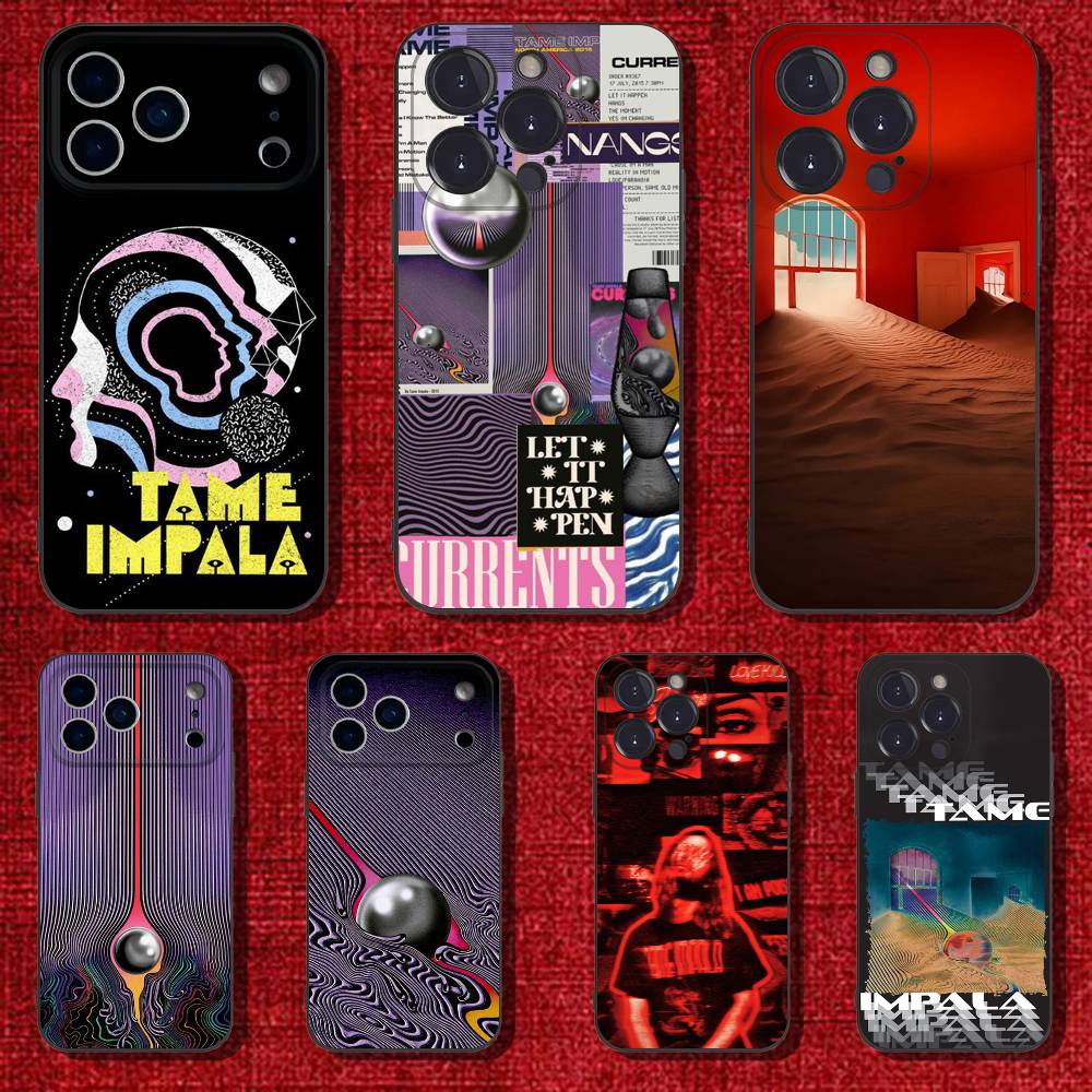 T-Tame Impala Handyhülle Für iPhone 6,17,16,15,14,13,12,11 Plus,Pro Max,XS,X,XR,SE,Mini,8,7,Weiches Silikon Schwarzes Cover
