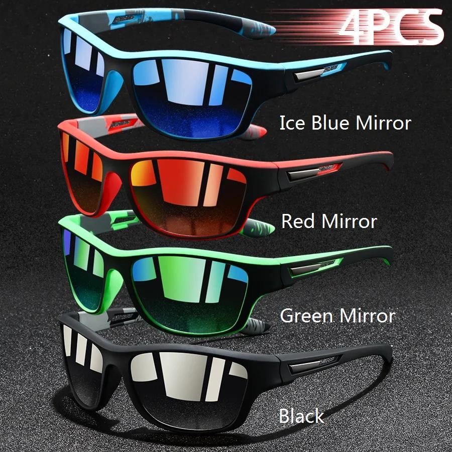 4 PCS Trendy Vintage Pattern Biking Athletic Sun Glasses Men and Women Running Biking Mountaineering Sport Man Sun Sun Glasses UV Protection 400