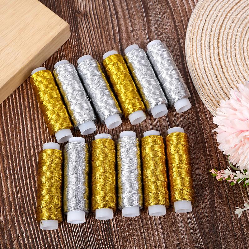 Handmade Metallic Gold & Silver Embroidery Sewing Thread Set