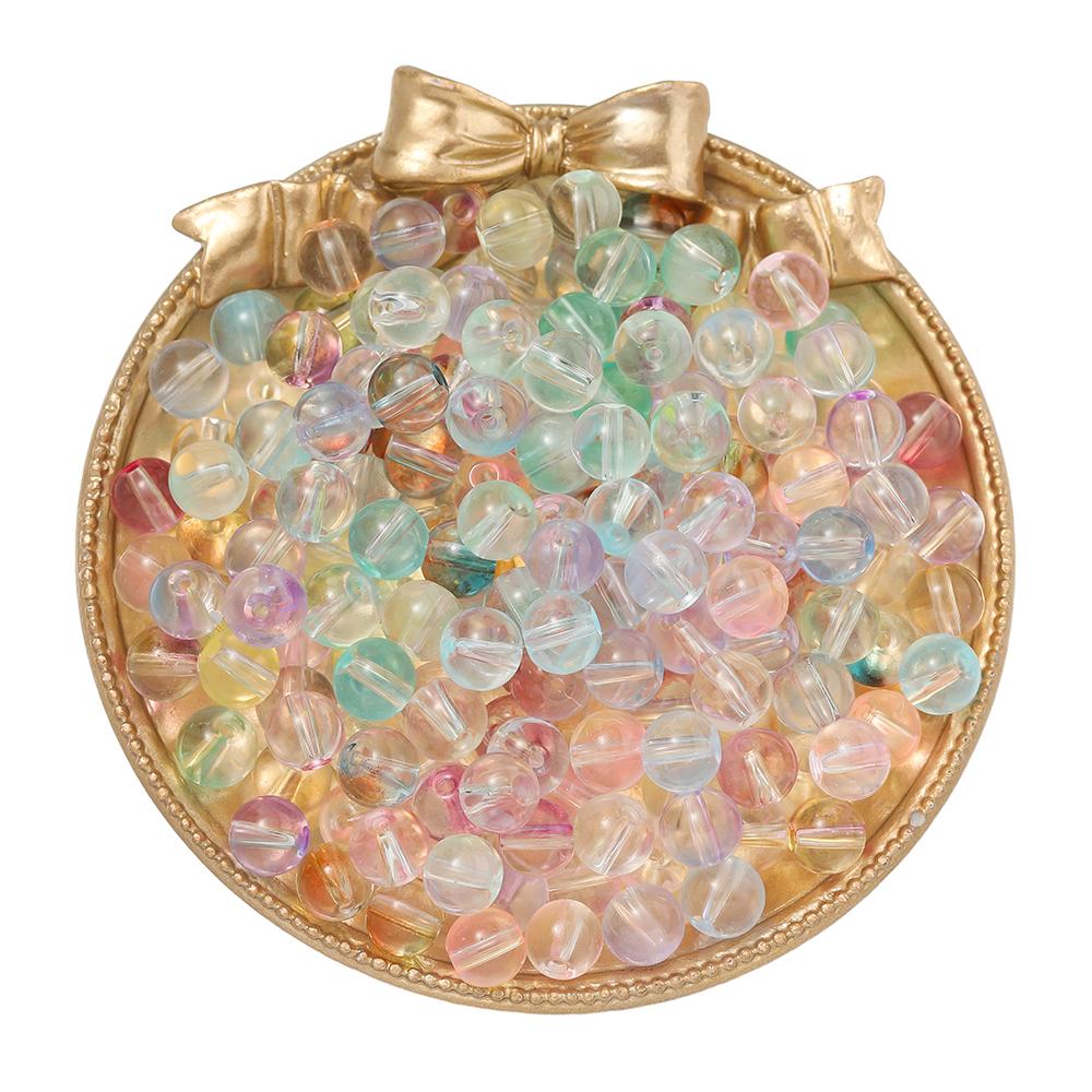 30/50pcs 8mm Transparent Double Color Jelly Glass Bead Round Spacer Loose Bead for DIY Bracelet Necklace Jewelry Making Supplies
