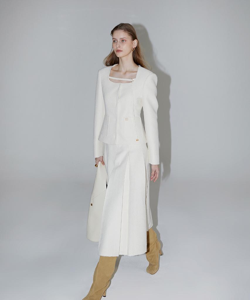 RENEJ Youth Tweed Pleated Skirt