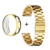 Stainless Steel Metal Watch Band & TPU Full Cover Case For Amazfit Active Max Three Bead Strap Protective Set