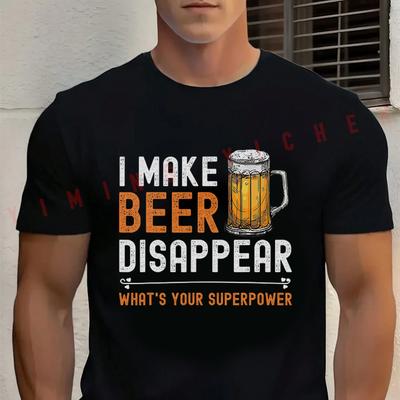 Funny Beer Lover Men's Cotton Moto T-Shirt Fashionable Casual Summer Travel And Sports Tee