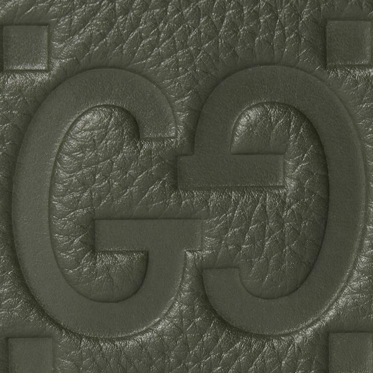 Gucci Jumbo GG Double G Logo Embossed Flap Leather Wallet Men wallet Dark-Green 739475-AABY0-3346