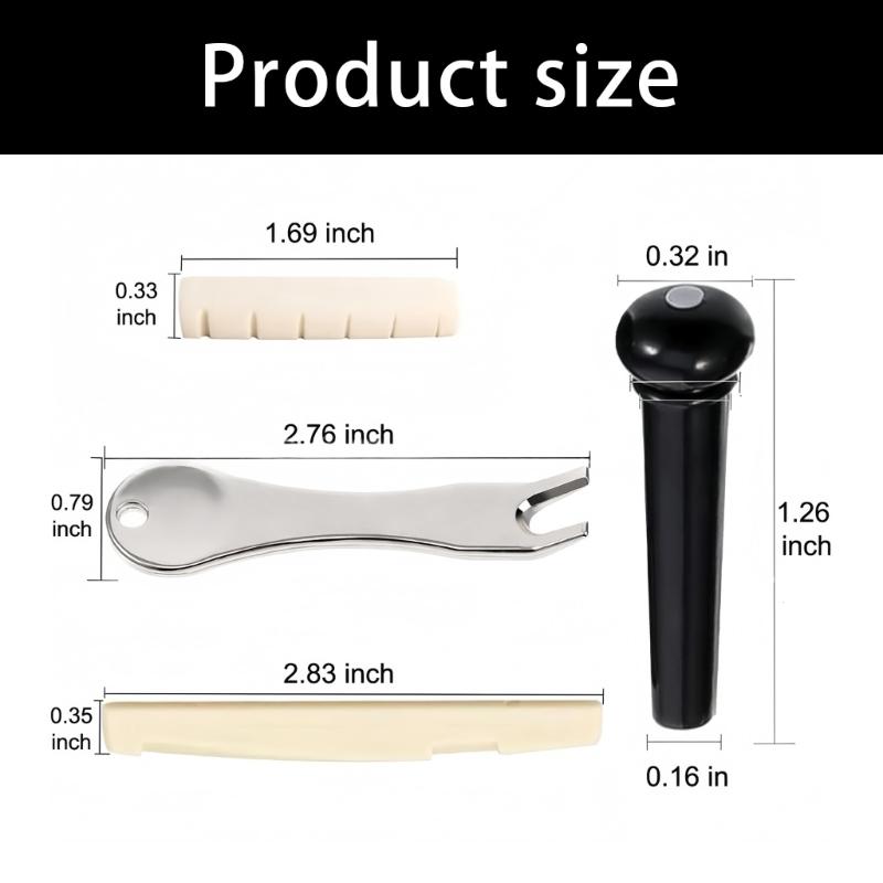 Acoustic Guitar Bridge Pin Set with Saddles and Metal Puller Tool Suitable for Easy String Replacement and Maintenance