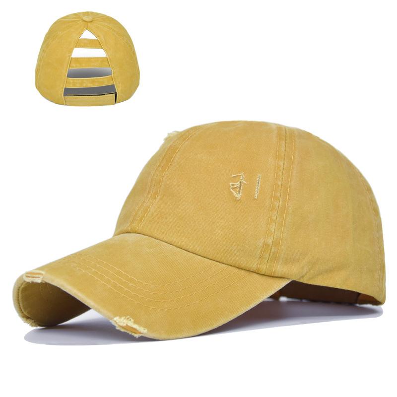 Cap Tongue Duck With Holes Ponytail Washed Baseball Cap Net Cap Cotton Material