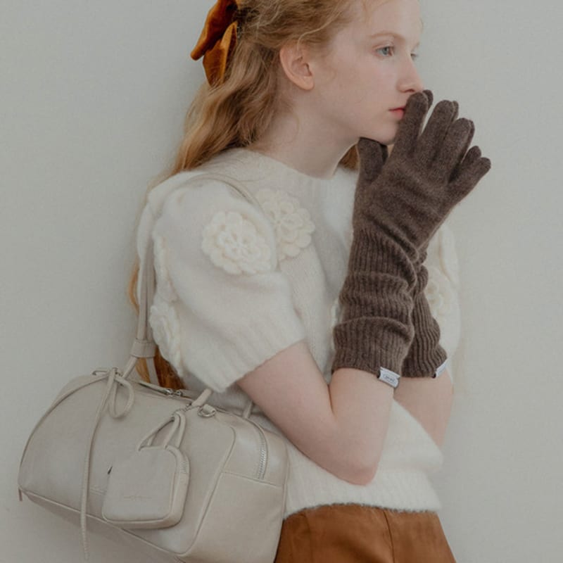 mellotory 100% cashmere lip line gloves (deep brown)