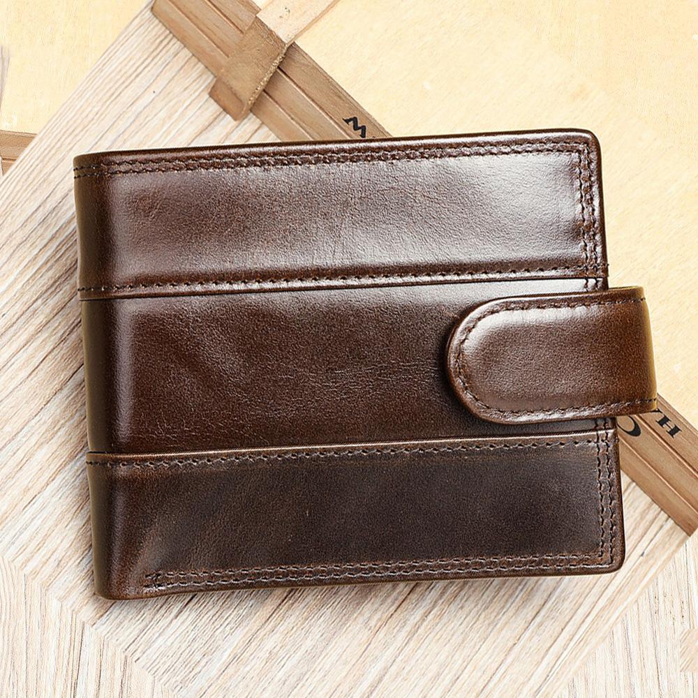 

Кожаный мужской кошелек с верхним клапаном и карманом для монет, кошелек из кожи первого слоя для мужчин кофейный