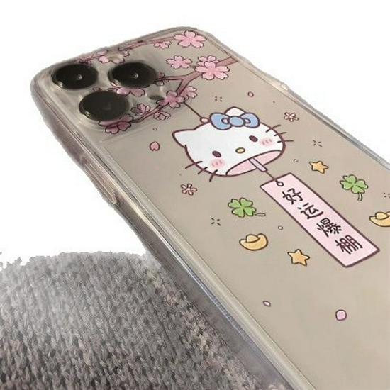 Space Shell Good Luck Cat Case - Compatible with Apple 17 Pro Max, 16, 15, 14; Transparent & Cute Design