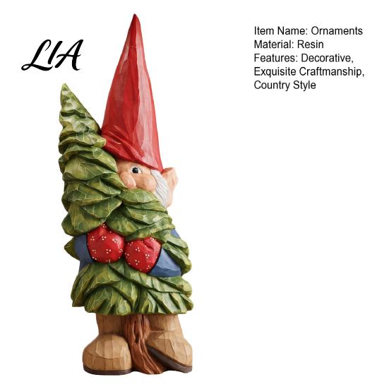 Rustic Holiday Table Centerpieces Resin Gnome Ornament, Hand Painted Nordic Style Dwarf Figurine for Home Country Decor and Garden Decoration, Statue
