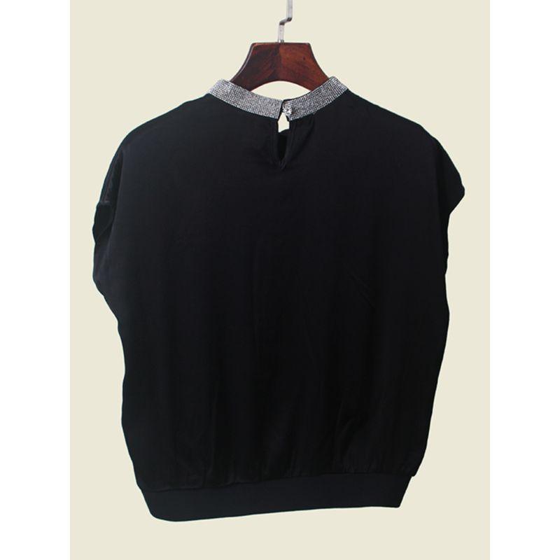 Stick-on Crystals Shiny Sleeveless Shoelace Vest Elegant Women's Black Bottoming Vest Top