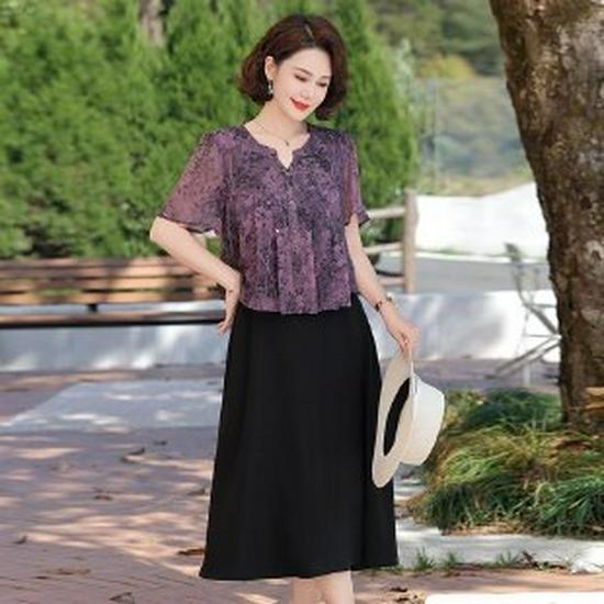 

Stylish Summer Dress for Young Moms & Petite Elderly Women 5XL фиолетовый