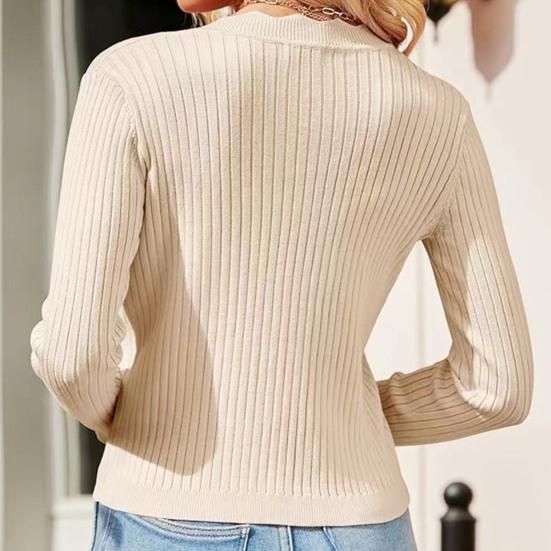 Women Knitting Cardigan V-Neck Buttoned Long Sleeve Knitting Jacket Solid Color Elastic Short Knit Tops Daily Wear