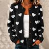 Damenmode Langarm Herzmuster Offen vorne Strickjacke Pullover Oberbekleidung