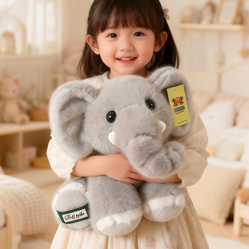 Favorite Toy Girls Gray Kawaii Cartoon Elephant Plush Toys Cartoon Soft Stuffed Animals Fluffly Elephants Plushie Dolls Hug Pillow For Xmas Gifts