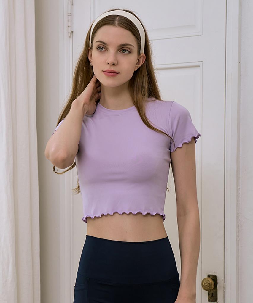 NOKJOK [2 Pack] Wave Crop Short Sleeve Tee (5 Colors) (N Type)