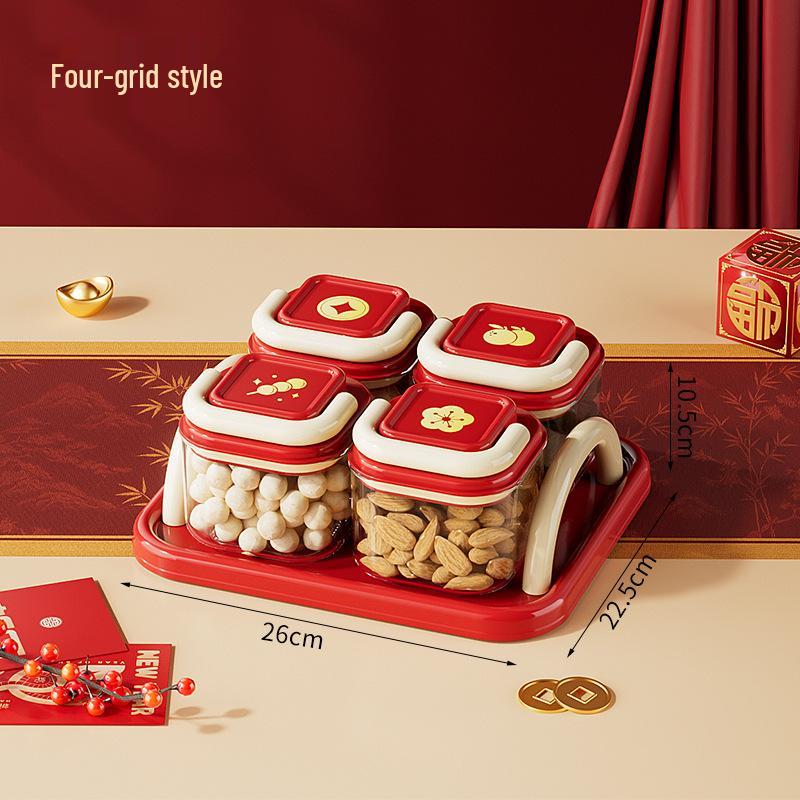 Chinese-Style Transparent Candy and Nut Box for Living Room
