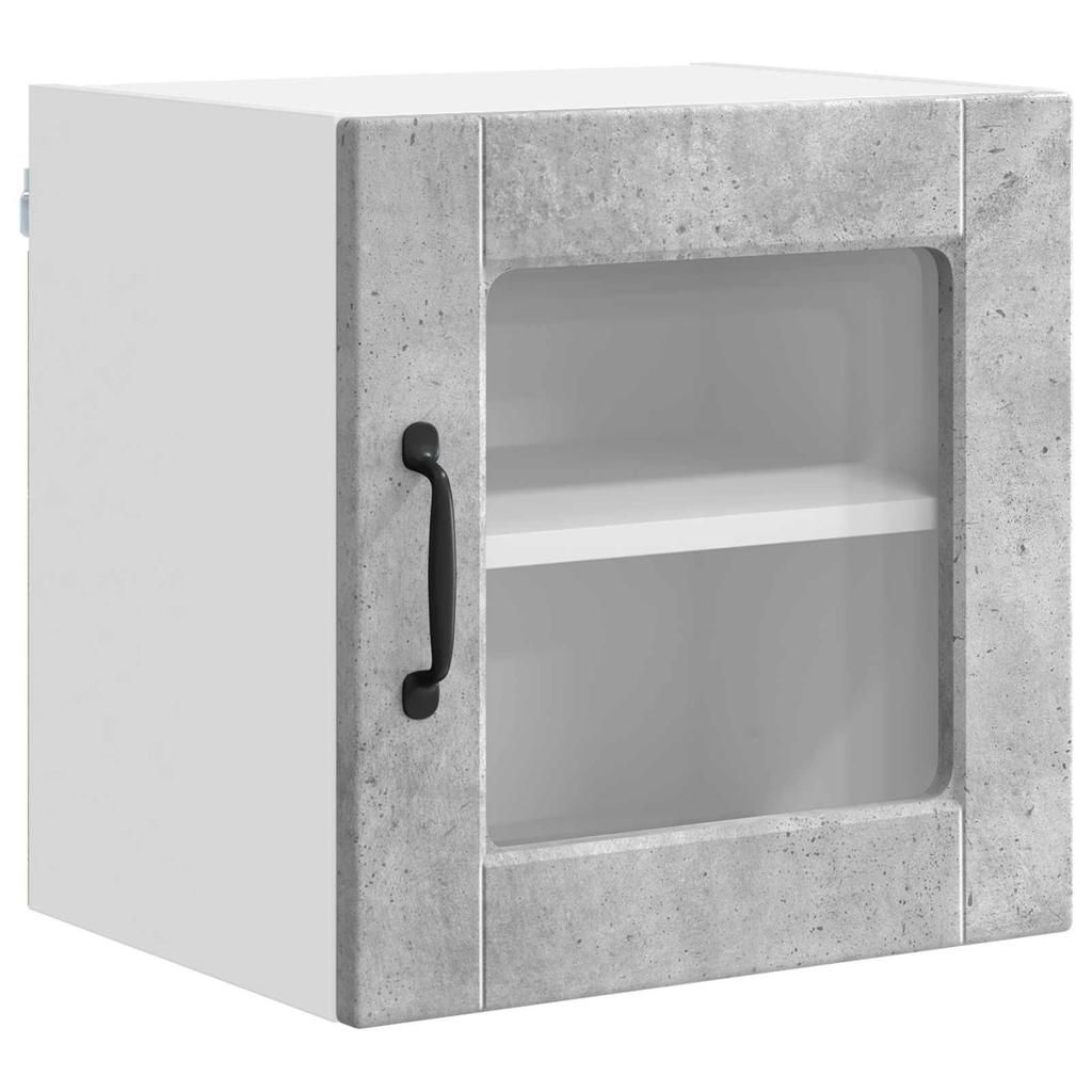 Wall Mounted Glass Cabinet PORTO 2 pcs Concrete Grey 40 x 31 x 40 cm