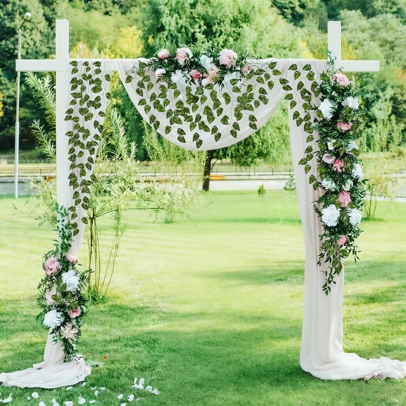 קש מלאכותי 72 עלים עלי צנון ירוקים מלאכותיים קישוט תקרה צינור צמח ירוק קיסוס 12 יחידות