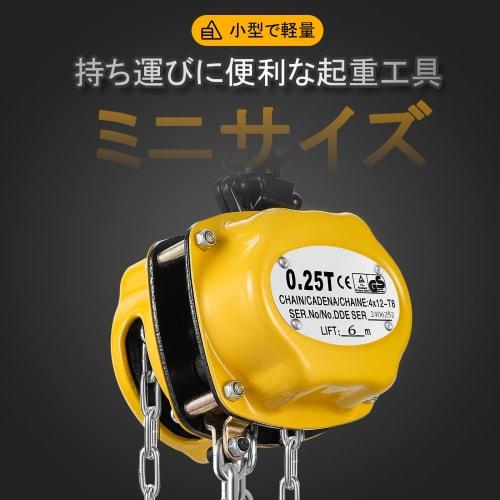 NEWTRY 0.25t 6m Manual Chain Hoist, 250kg Capacity, Lightweight, Mini Size, Compact Design, Portable, Alloy Steel, Corrosion-Resistant Chain, for Fact