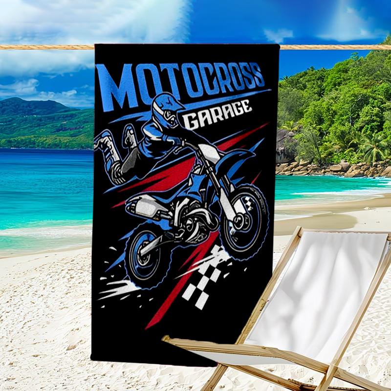 Serviette de plage ultra-douce sur le thème des motos tout-terrain, Idéale pour la piscine - le camping, la plongée - Essentiel de voyage parfait, Serviette de plage vibrante.