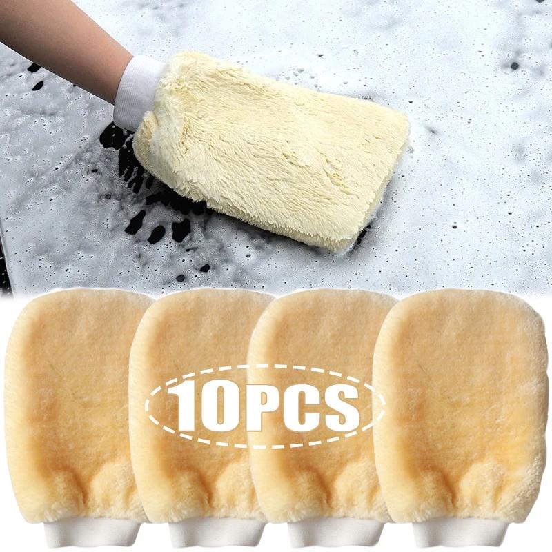 

1-10pcs Microfiber Car Wash Gloves Soft Wool Plush Car Cleaning Mitt Double-faced Glove Car Wash Car Detailing Cleaning Tool