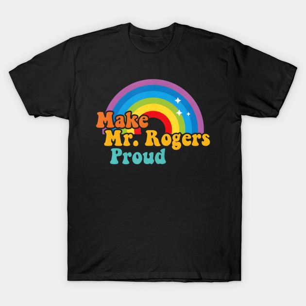 

Men Black Print T-shirt Make Mr. Rogers Proud Rainbow No-Cut Transfer Paper Print Cotton Tshirt M чорний