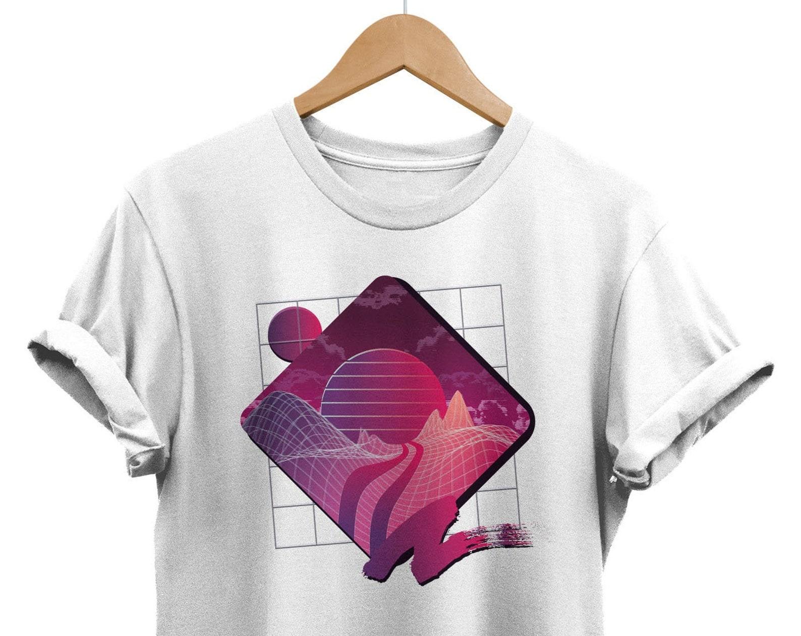 Vaporwave Sunset T-shirt: Retro Futuristic Synthwave Fashion 3XL