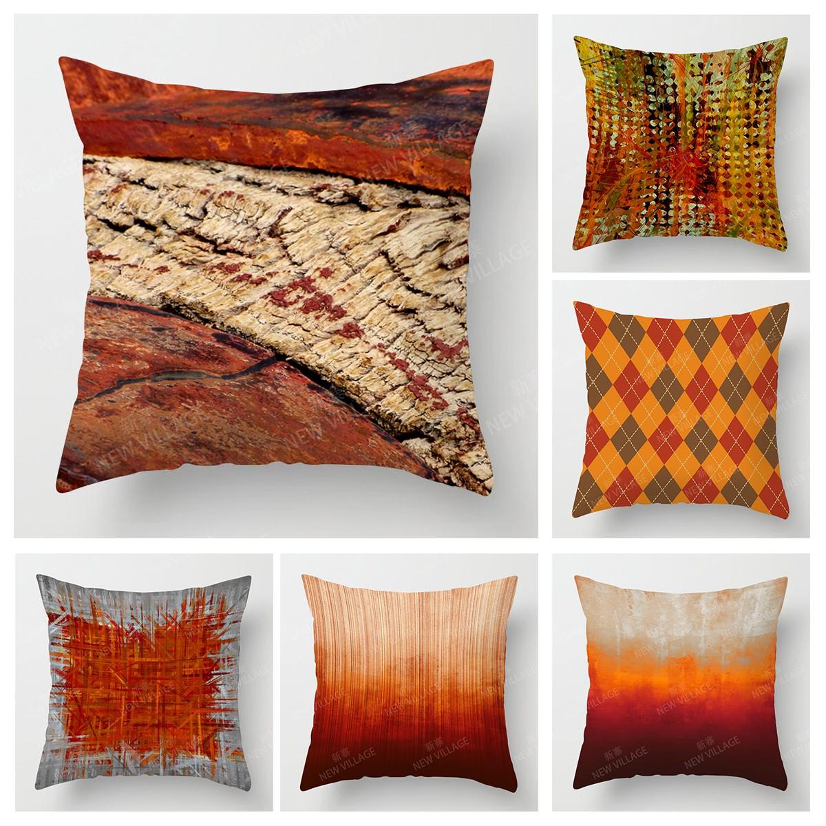 Tonnika Chen Unisex Orange Modern Abstract Geometric Cushion Cover Home Decor Pillow Cover Sofa Throw Pillow Cover 45X45 40X40 50X50 60X60