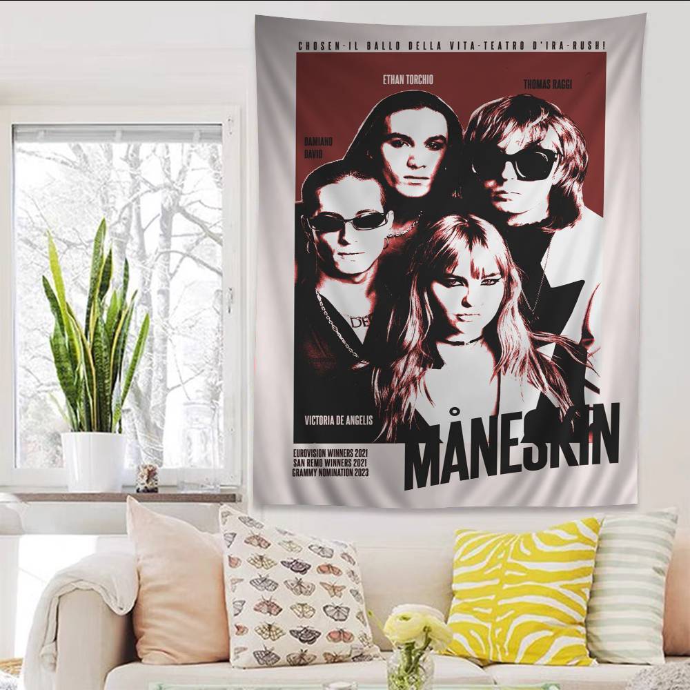 MManeskin Band Chart Tapestry Home Decoration Hippie Bohemian Decoration Divination Wall Hanging Home Decor