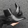 men fashion punk hip hop high chelsea boots designer pointed toe shoes cowboy original leather boot cool trendy motorcycle botas