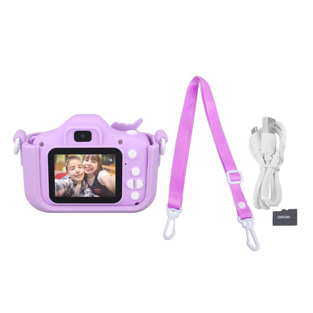 Kids Camera Dual Camera 2.0in IPS Screen 1080P Video Camera Toy with 32G Memory Card Pink