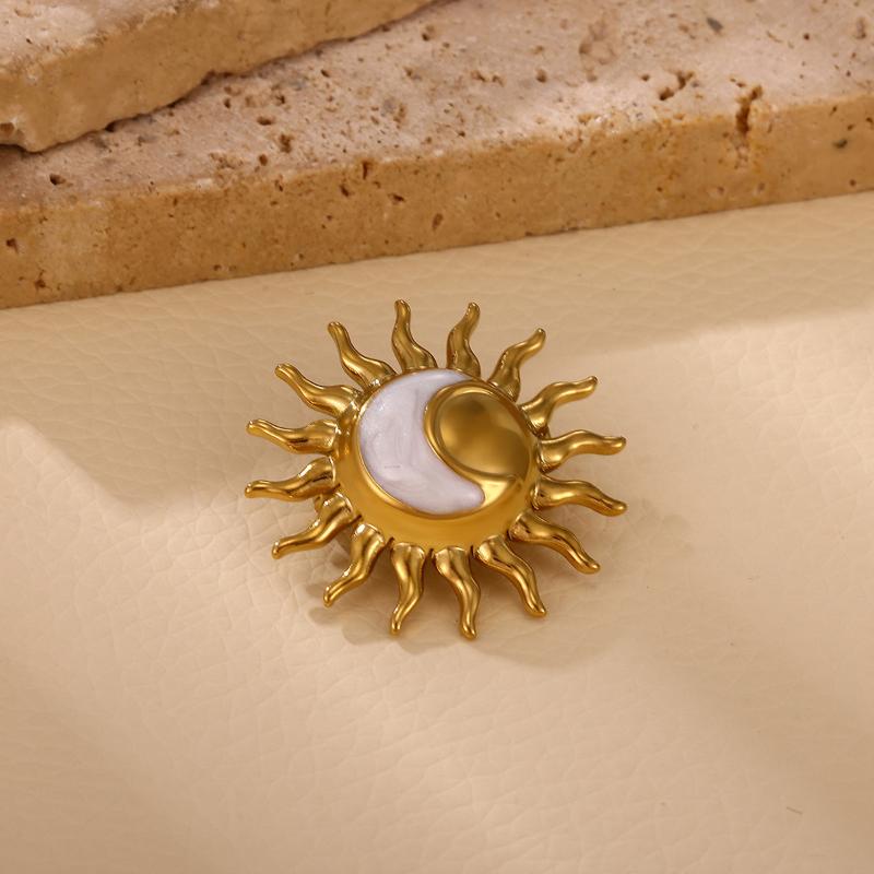 1 Pezzo Spilla Decorativa Fiore di Sole a Spirale Geometrica Colore Oro Elegante Spilla da Donna Acciaio Inossidabile Impermeabile Gioielli per Festa Matrimonio