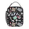Bolsa de Almuerzo Aislada con Patrón de Equipo Médico para Niños, Nevera Escolar, Fiambrera Térmica, Bolso Tote, Contenedor de Fiambreras Portátil