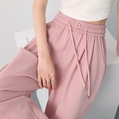 Pink Sweatpants Women's Autumn and Winter New Drape Loose High-waisted Casual Pants Straight-leg Small Sweatpants